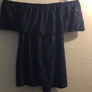 Navy blue lace shirt, on or off the shoulder